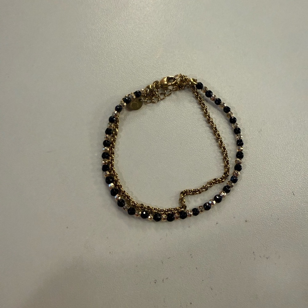 Gold Chain Bracelet with Black Bead Accent - Women Jewelry